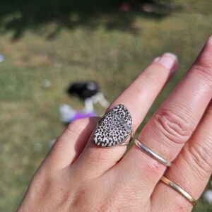 6.5sz Coral Fossil Sterling Silver Ring